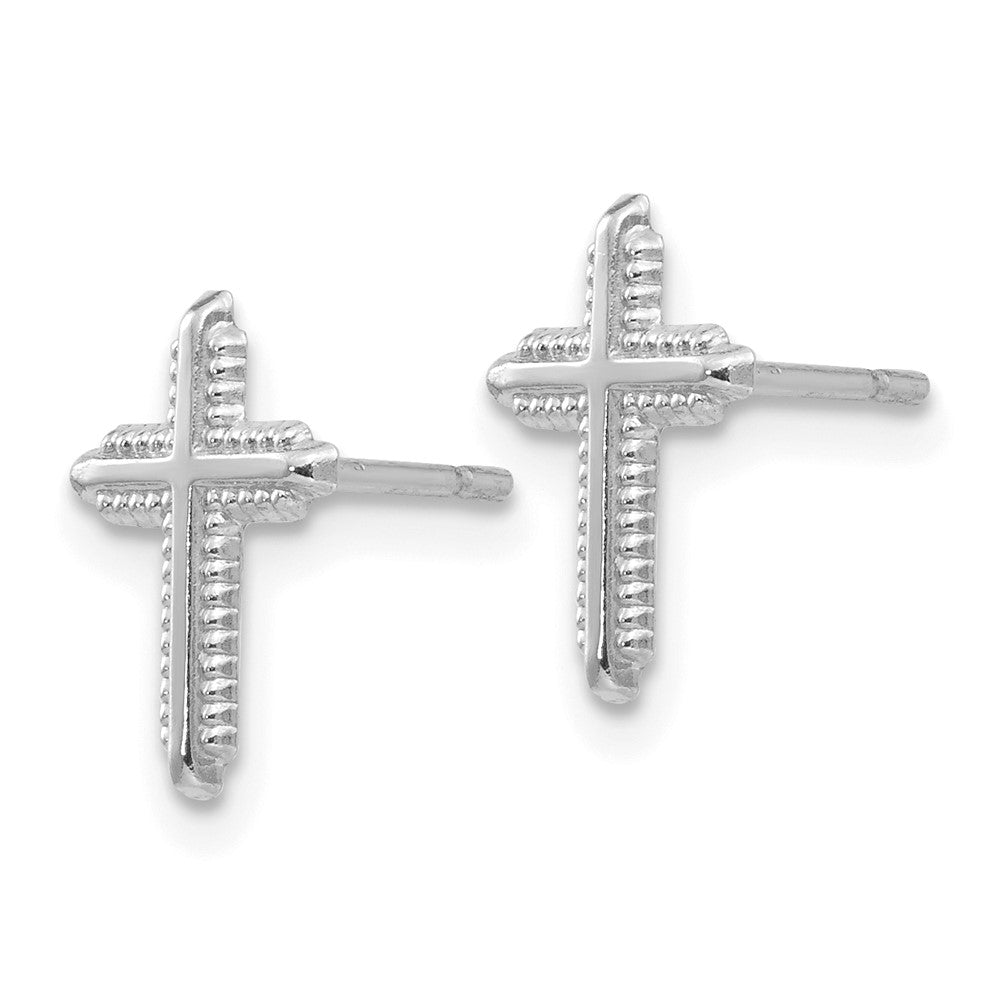 White Gold Polished Cross Post Earrings - Model YE1676 - Charlie & Co. Jewelry