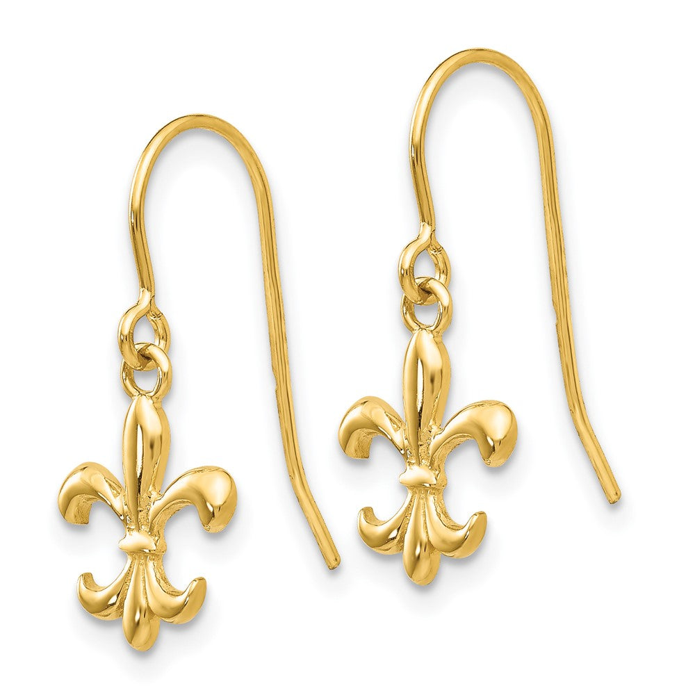 Gold Fleur de lis Dangle Earrings - Model YE1677 - Charlie & Co. Jewelry