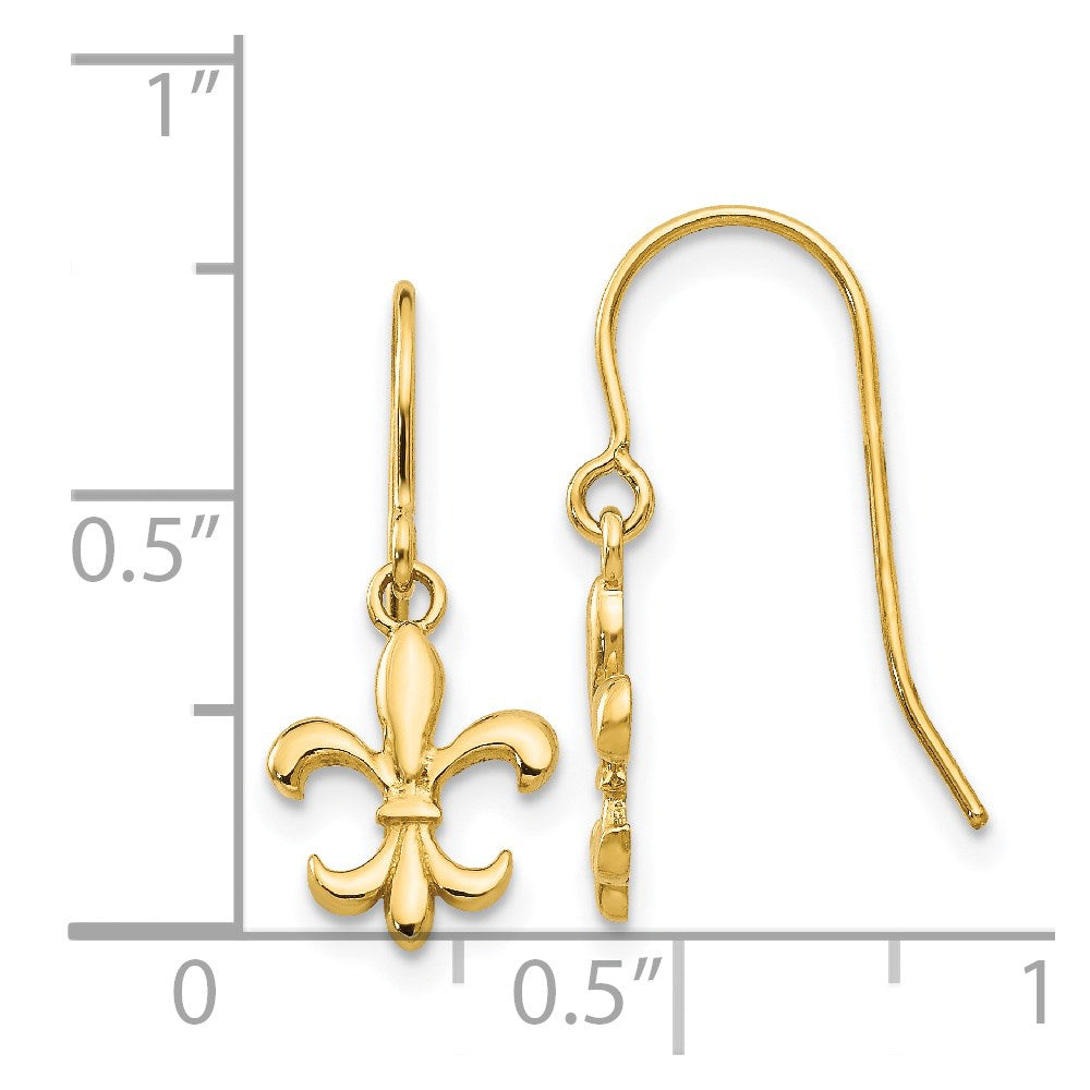 Gold Fleur de lis Dangle Earrings - Model YE1677 - Charlie & Co. Jewelry