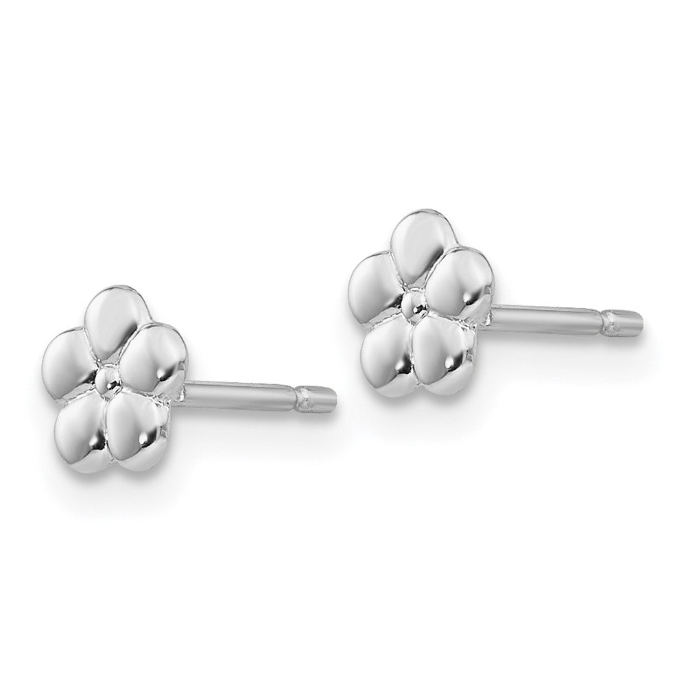 White Gold Polished Flower Post Earrings - Model YE1750 - Charlie & Co. Jewelry