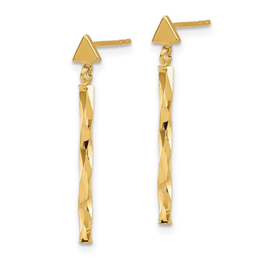 Gold Polished Twisted Bar Dangle Earrings - Model YE1806 - Charlie & Co. Jewelry