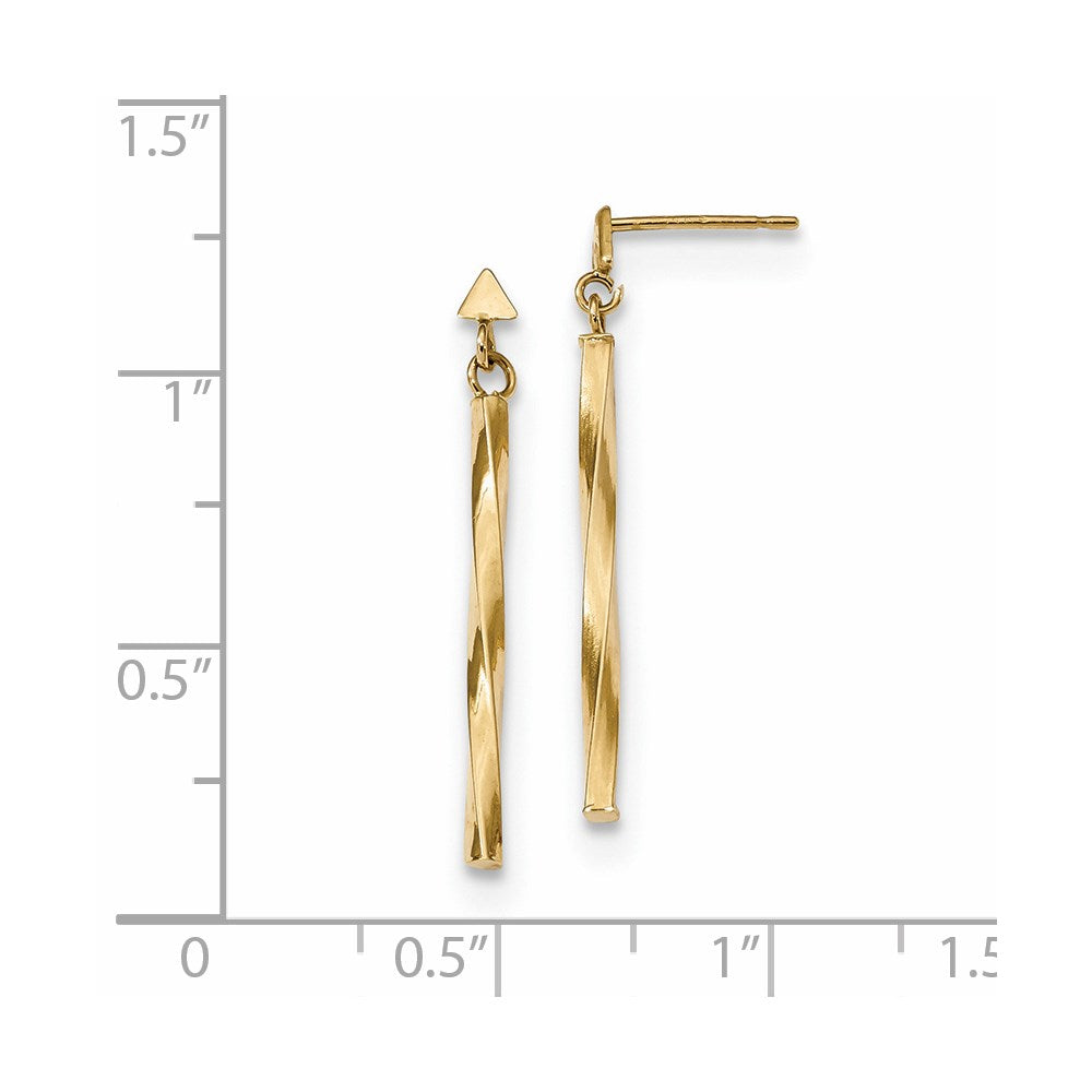 Gold Polished Twisted Bar Dangle Earrings - Model YE1806 - Charlie & Co. Jewelry