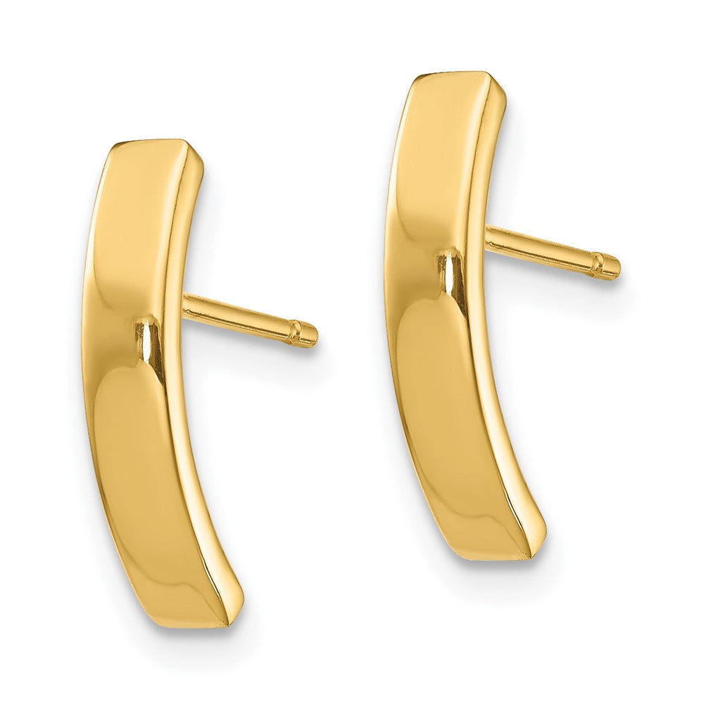 Gold Curved Bar Post Earrings - Model YE1870 - Charlie & Co. Jewelry