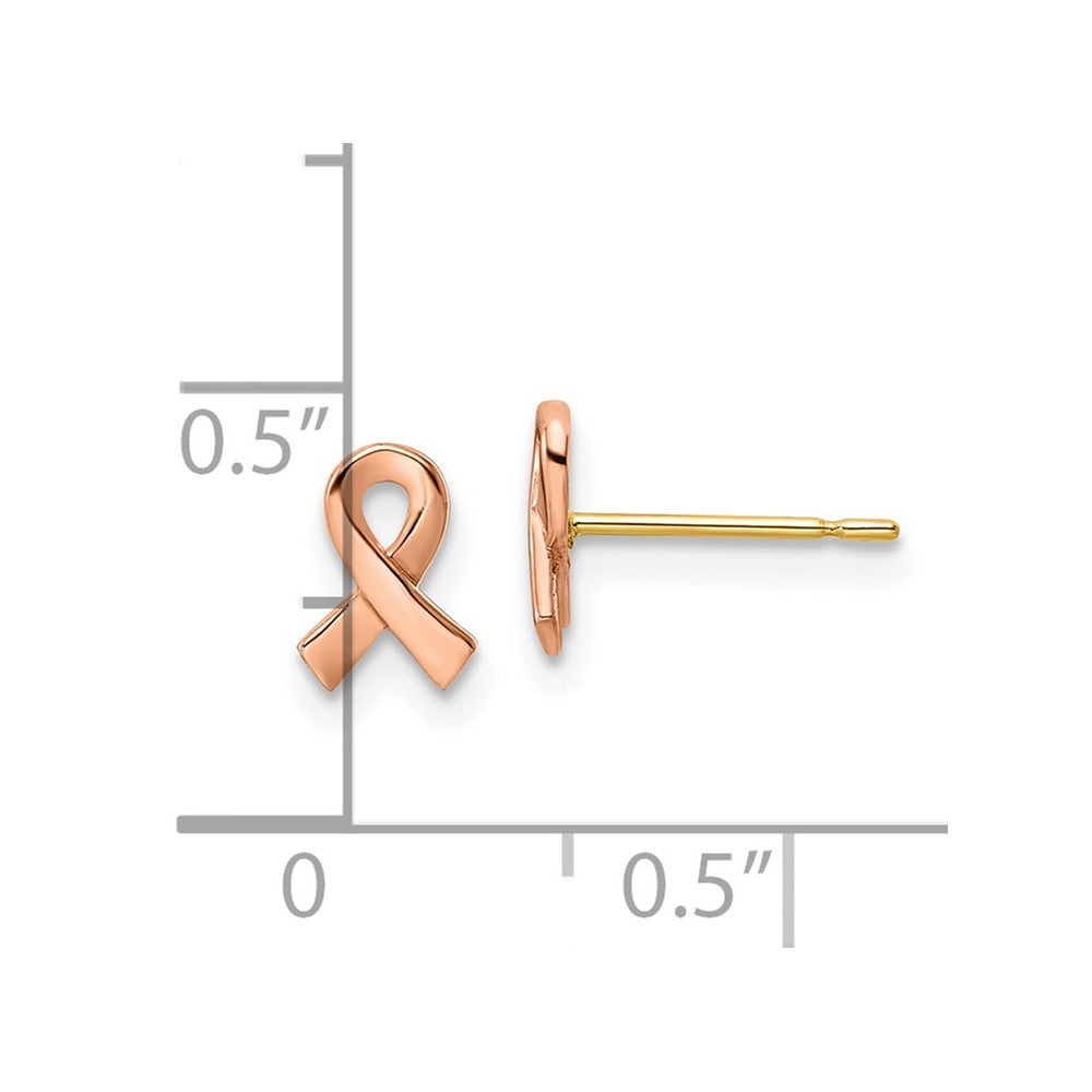 Rose Gold Awareness Ribbon Post Earrings - Model YE2020 - Charlie & Co. Jewelry