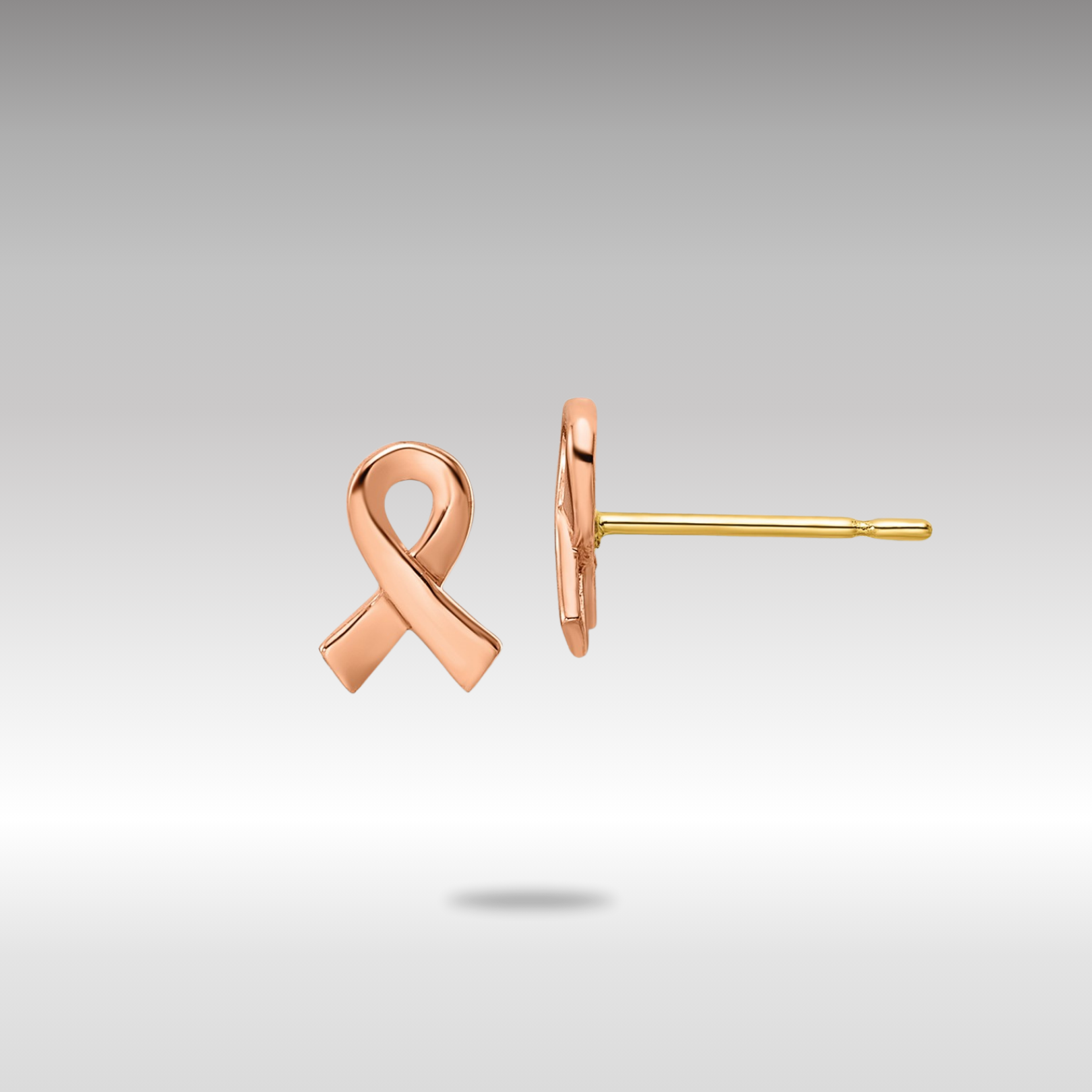 Rose Gold Awareness Ribbon Post Earrings - Model YE2020 - Charlie & Co. Jewelry