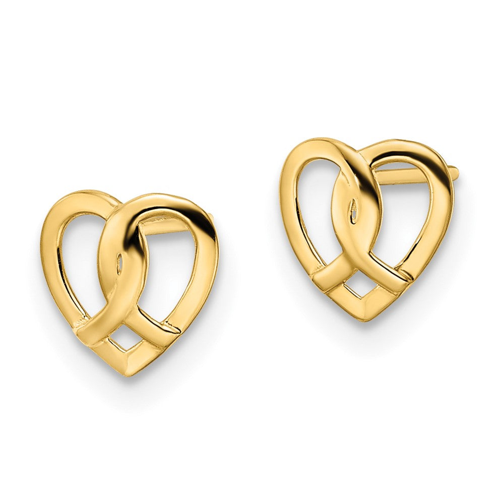 Gold Heart Post Earrings - Model YE2038 - Charlie & Co. Jewelry