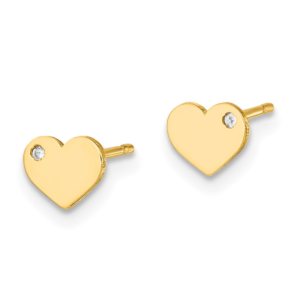 Gold Polished CZ Heart Post Earrings - Model YE2042 - Charlie & Co. Jewelry