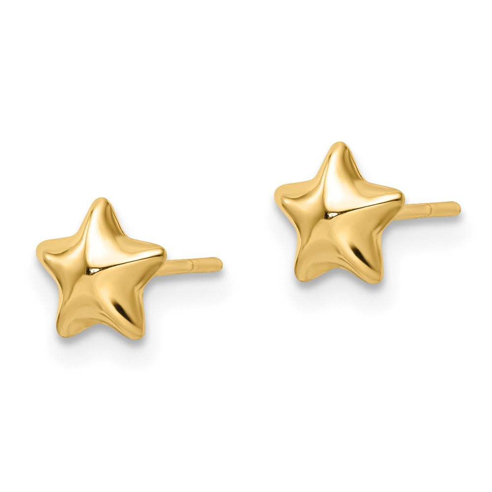 Gold Polished Small Puffed Star Post Earrings - Model YE2064 - Charlie & Co. Jewelry