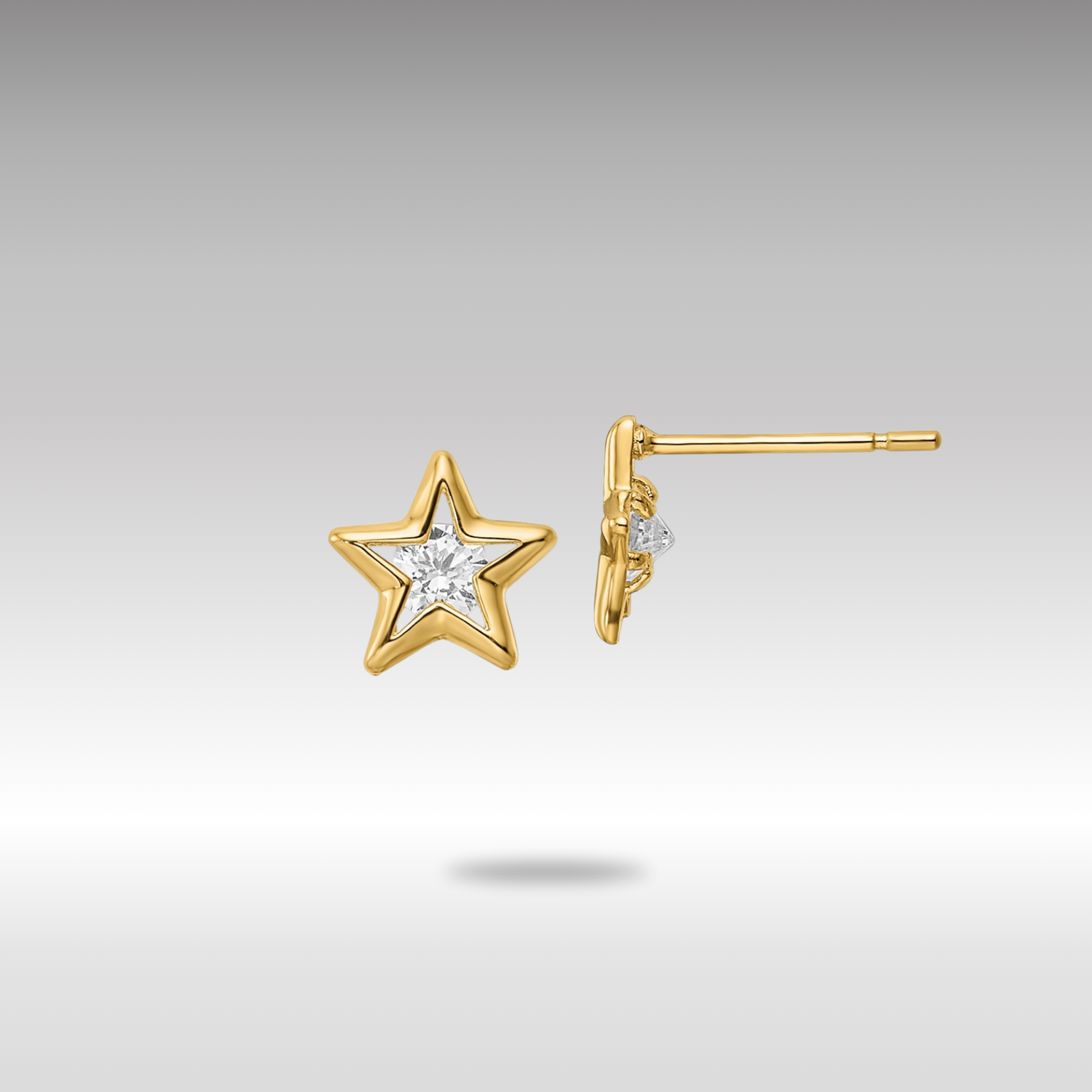 Gold CZ Star Post Earrings - Model YE2068 - Charlie & Co. Jewelry