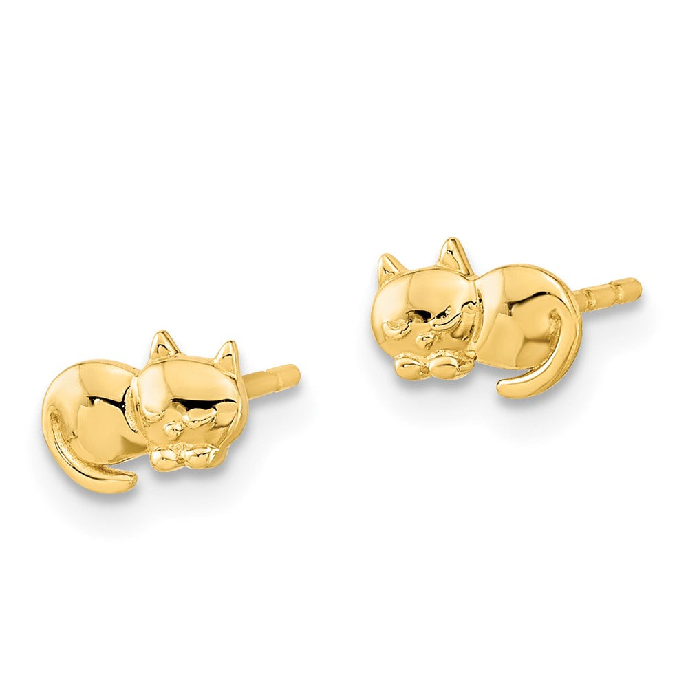 Gold Polished Cat Post Earrings - Model YE2104 - Charlie & Co. Jewelry