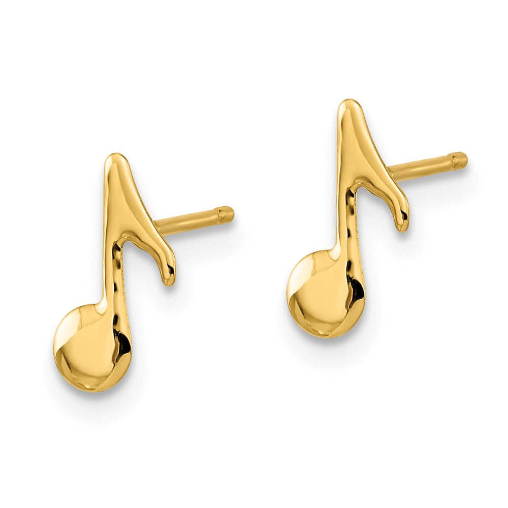 Gold Polished Music Note Post Earrings - Model YE2115 - Charlie & Co. Jewelry