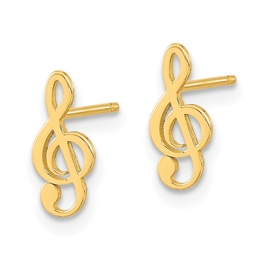 Gold Polished Treble Clef Note Post Earrings - Model YE2116 - Charlie & Co. Jewelry