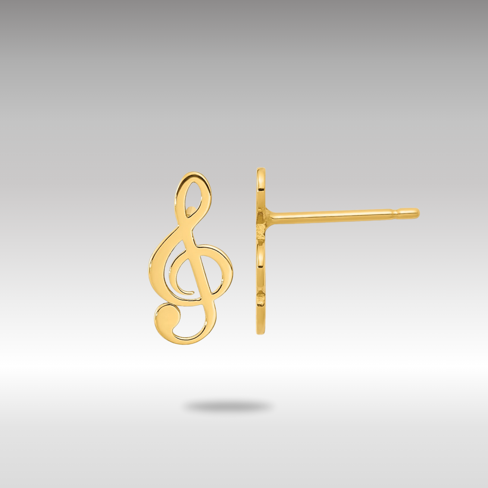 Gold Polished Treble Clef Note Post Earrings - Model YE2116 - Charlie & Co. Jewelry