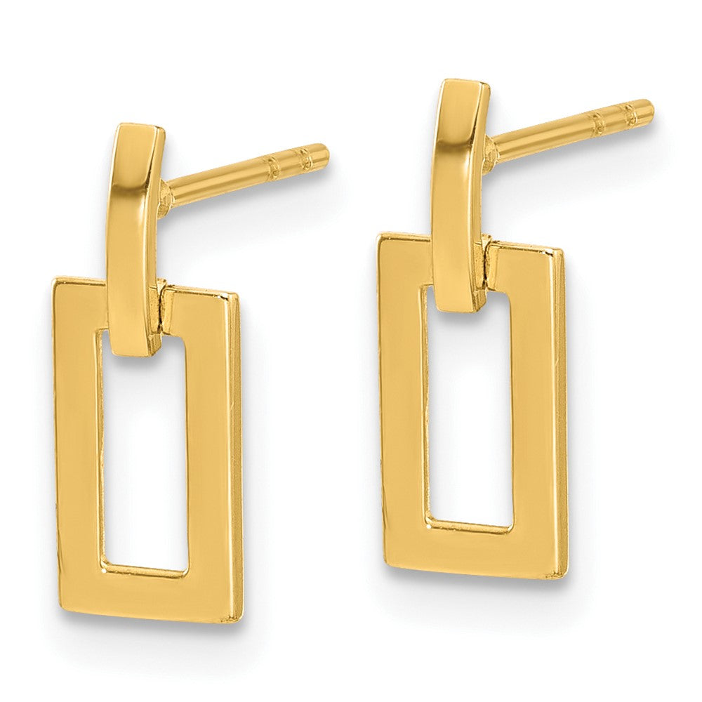 Gold Polished Rectangle Post Dangle Earrings - Model YE2174 - Charlie & Co. Jewelry