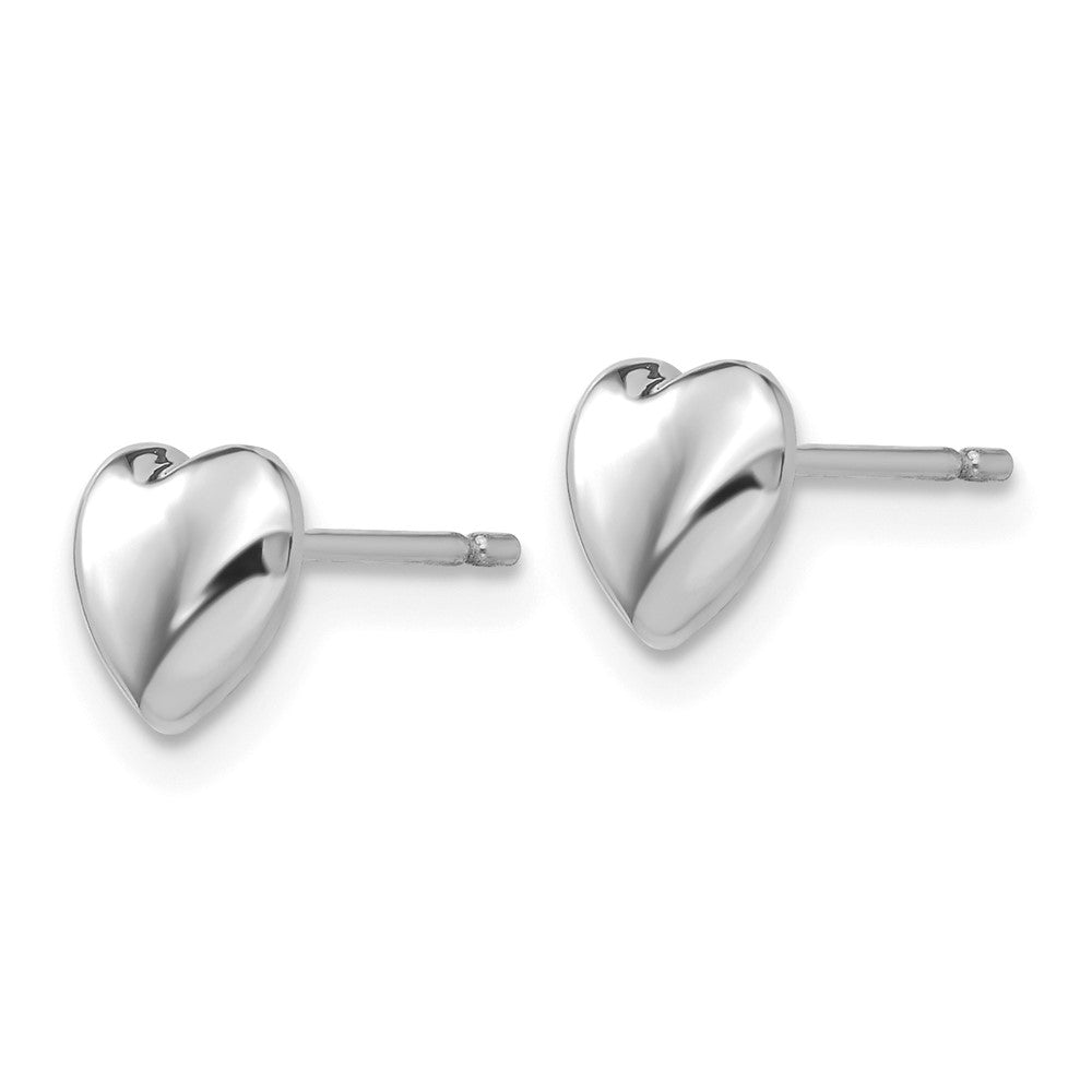 White Gold Heart Post Stud Earrings - Model YE300W - Charlie & Co. Jewelry