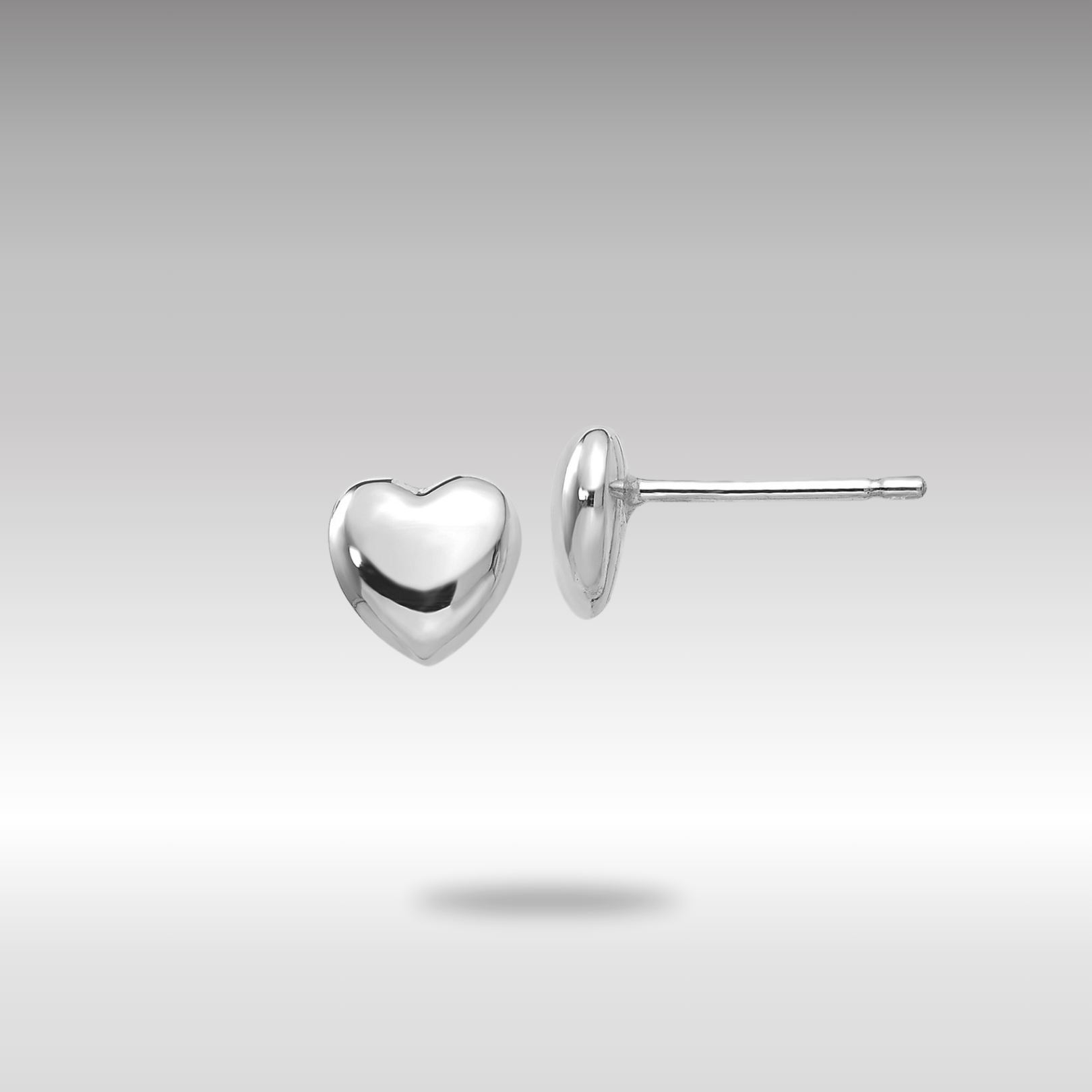 White Gold Heart Post Stud Earrings - Model YE300W - Charlie & Co. Jewelry