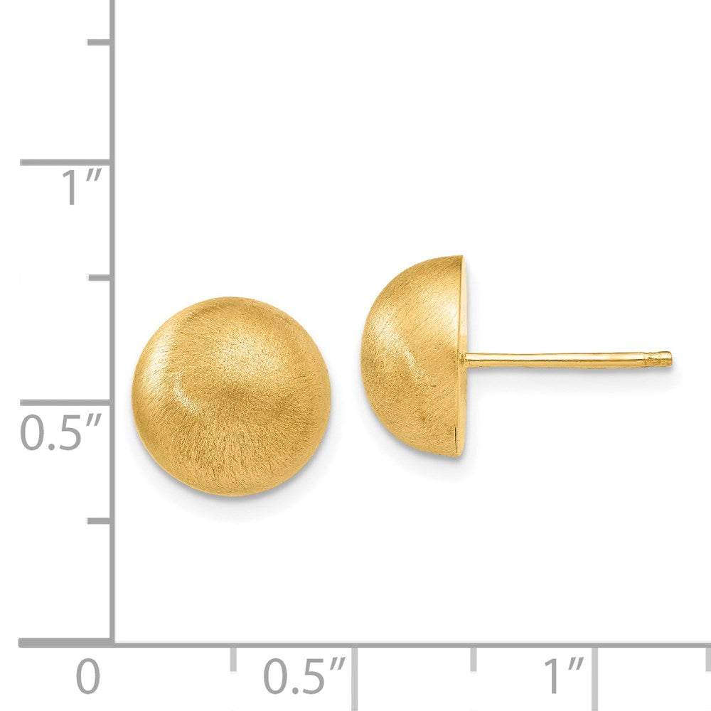 Gold Hollow Satin 10.50mm Half Ball Post Earrings - Model Z1204 - Charlie & Co. Jewelry