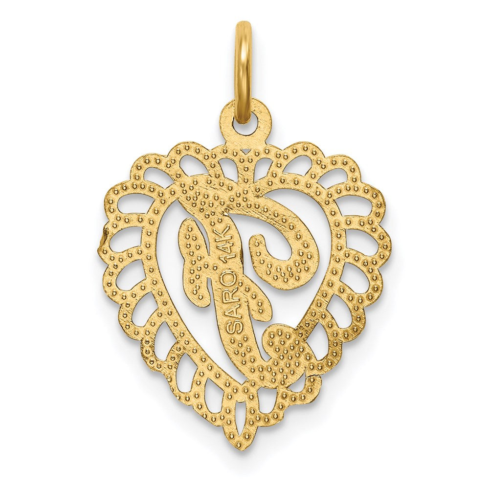 14k Heart Letter F Charm - Model C568F