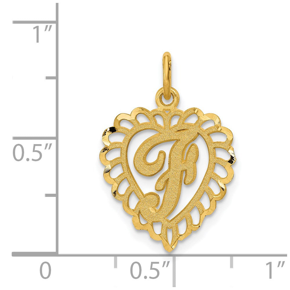 14k Heart Letter F Charm - Model C568F