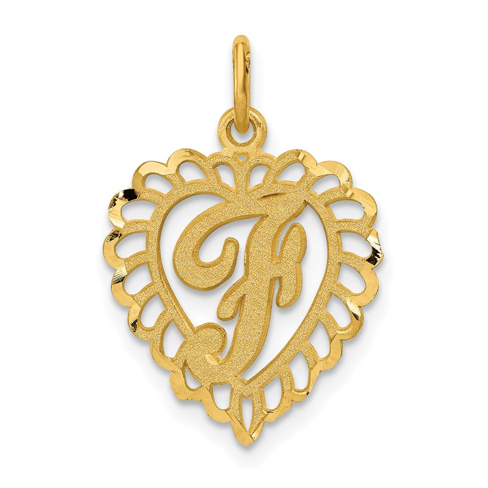 14k Heart Letter F Charm - Model C568F