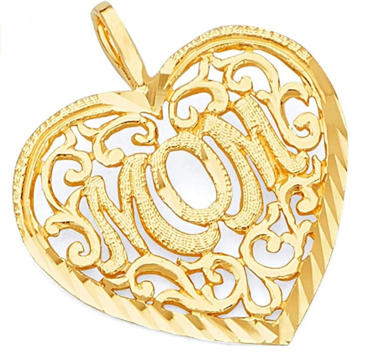 Gold Mom Heart Pendant Model-1831 - Charlie & Co. Jewelry