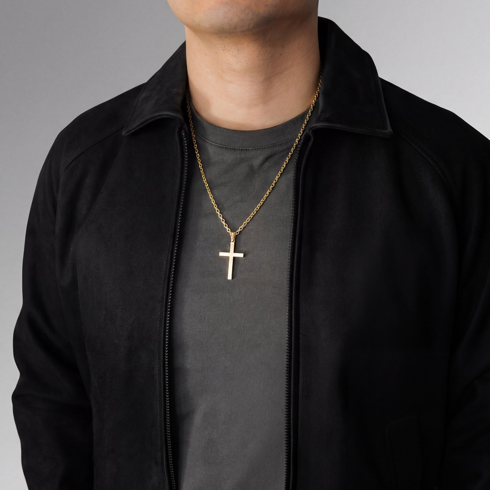 14K Solid Gold Classic Plain Cross Pendant