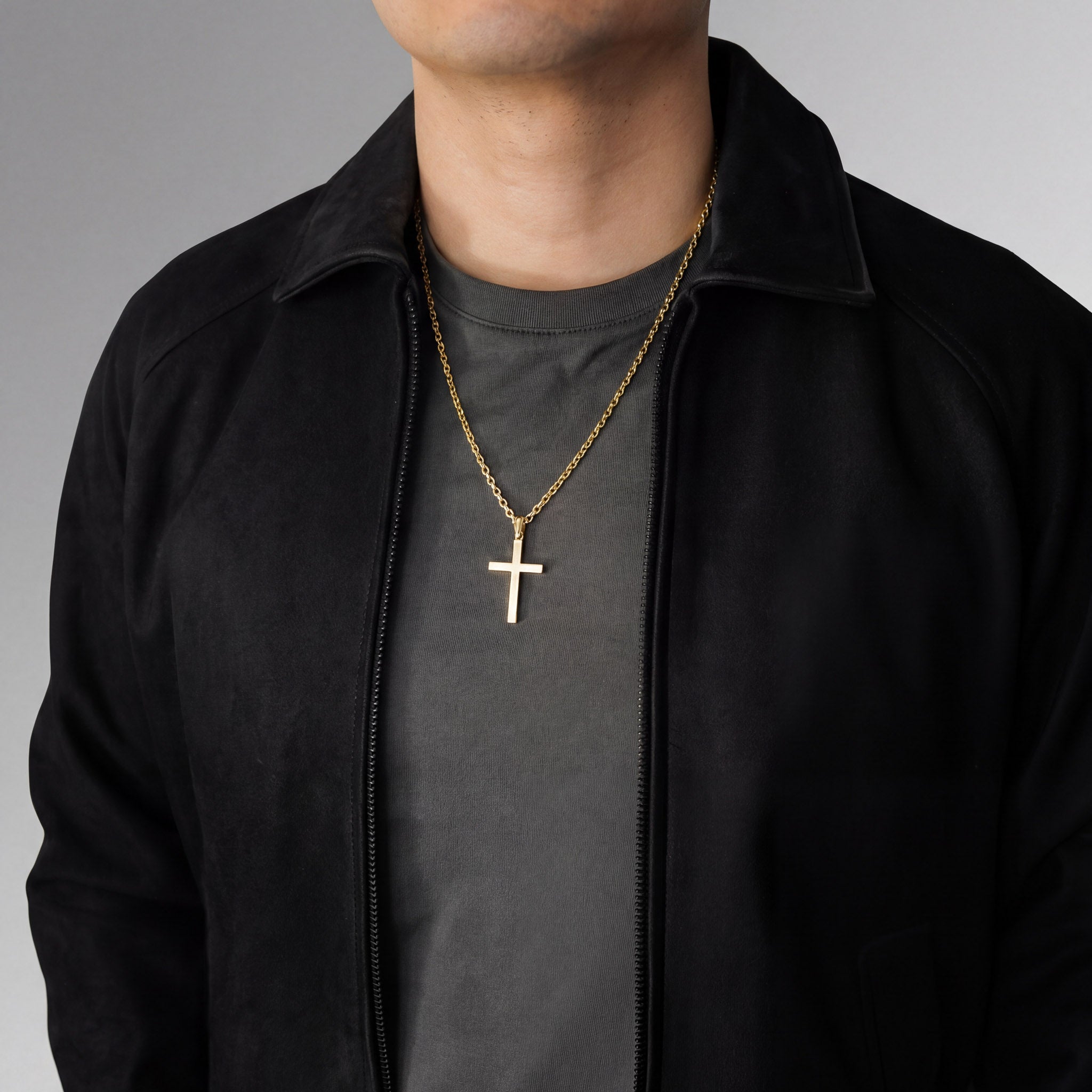 14K Gold Solid Block Cross Pendant - Charlie & Co. Jewelry