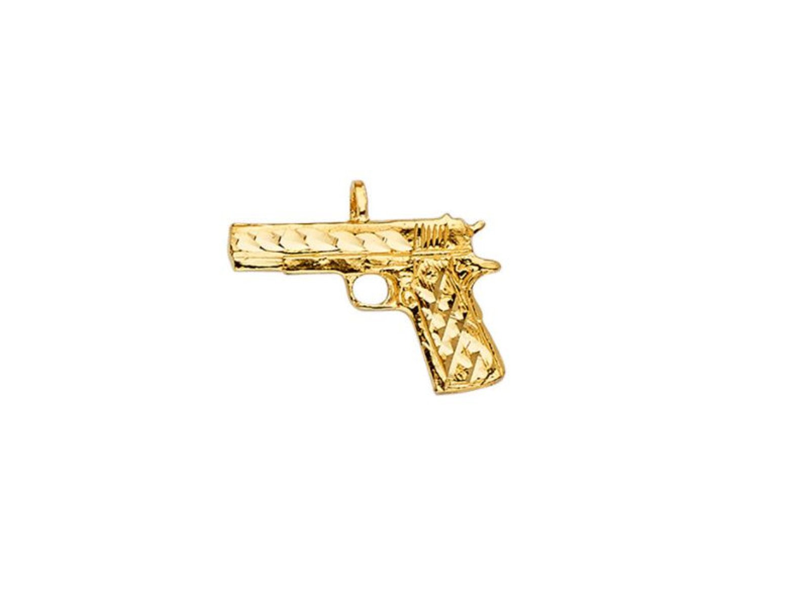 14k Real Gold Pistol Gun Pendant Model-2337 - Charlie & Co. Jewelry