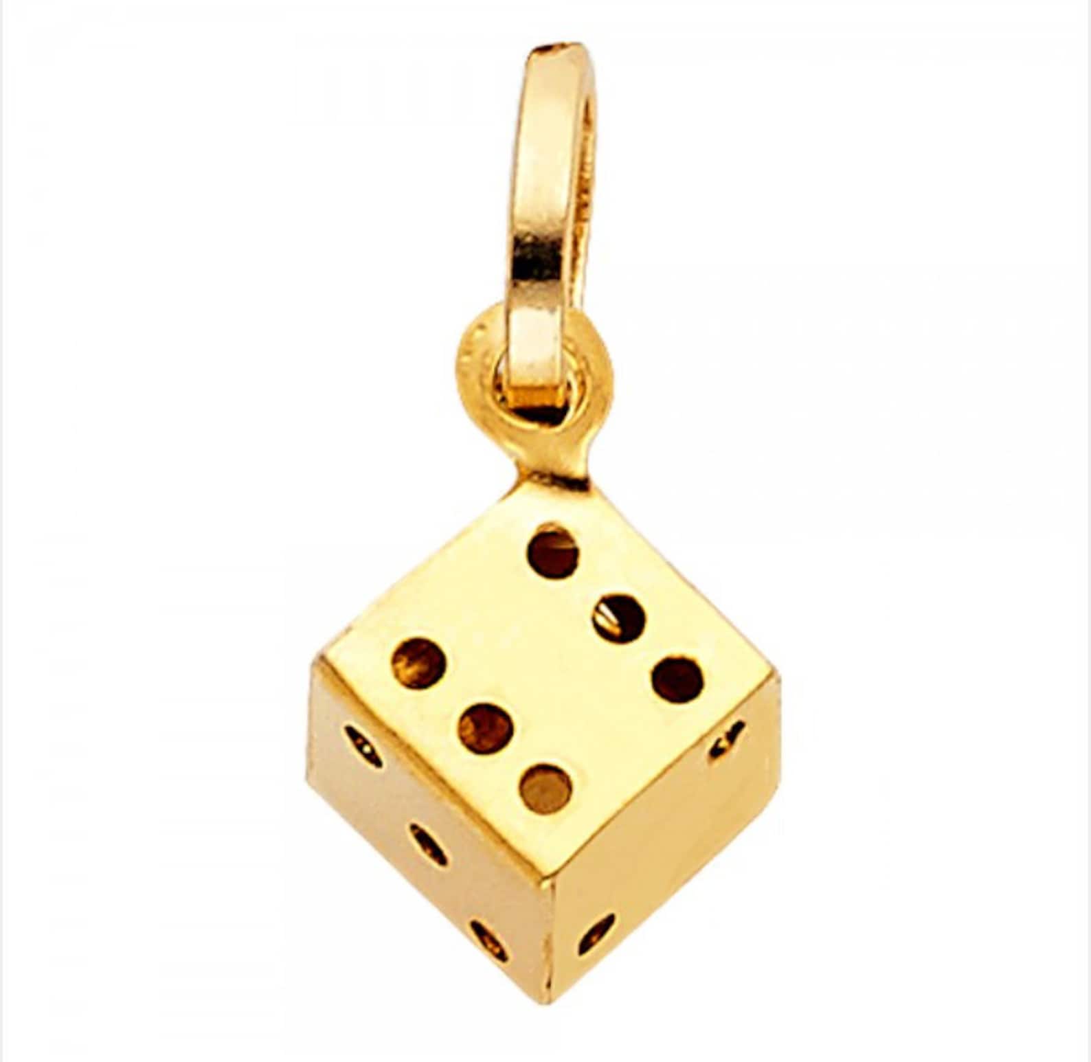 14k Gold 3D Dice Pendant Model-461 - Charlie & Co. Jewelry