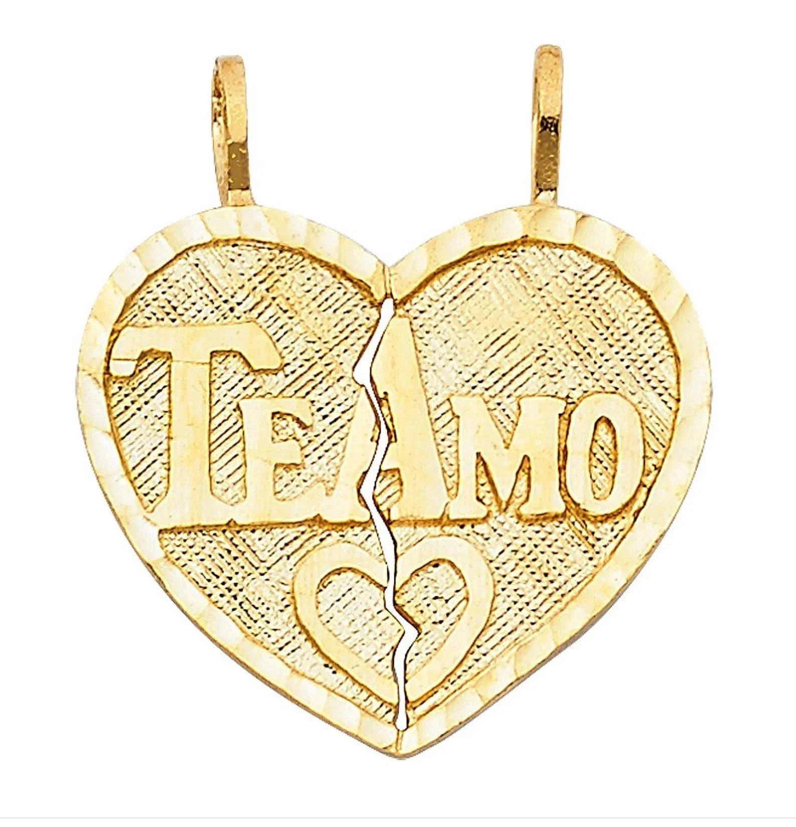 Gold Te Amo Heart 2 Piece Pendant Model-1807 - Charlie & Co. Jewelry