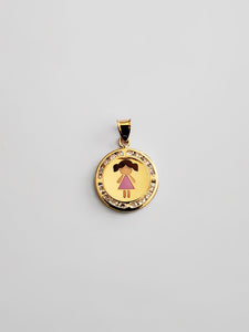 Gold CZ Enamel Girl Pendant Model-2399 - Charlie & Co. Jewelry