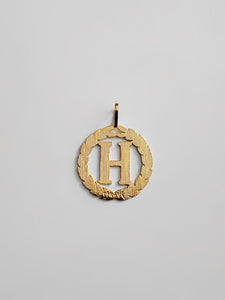 Gold Wreath H Initial Pendant | A-Z Pendants - Charlie & Co. Jewelry
