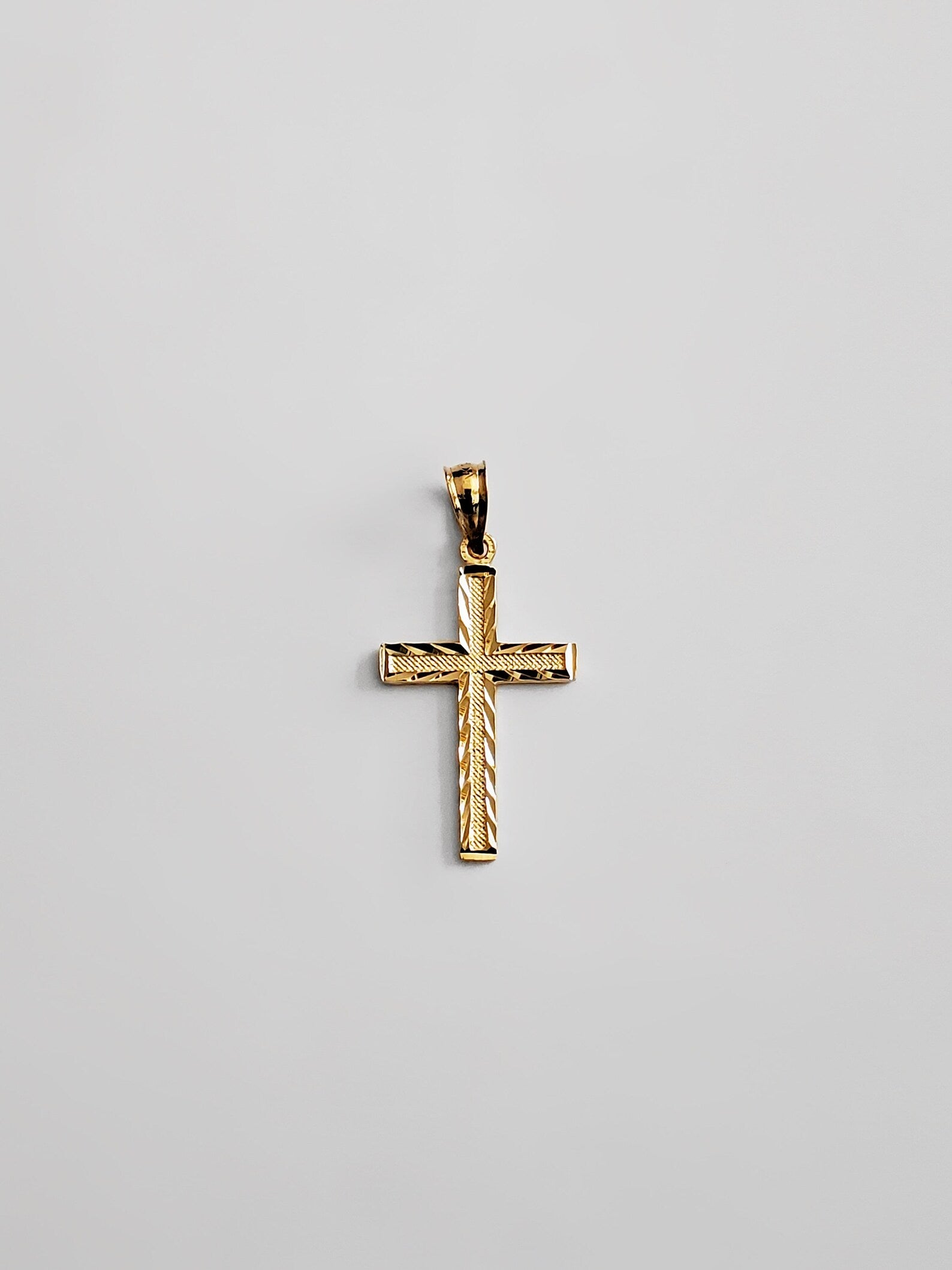 14k Real Gold Diamond Cut Cross Pendant Model-2225 - Charlie & Co. Jewelry