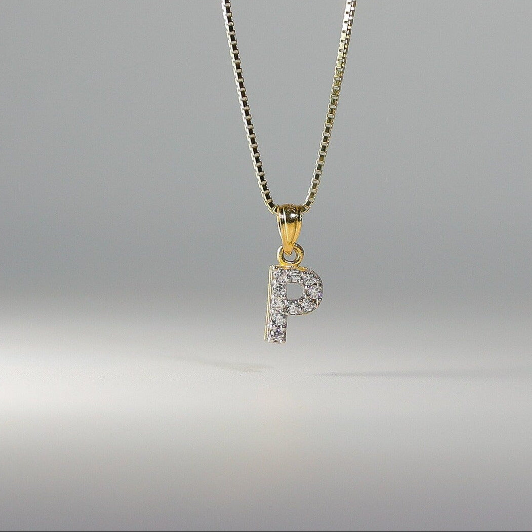 14K Gold Cubic Zirconia Letter P Pendant A-Z Pendants Charlie