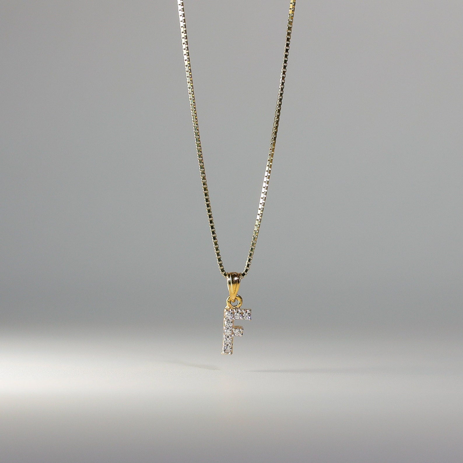 Gold Cubic Zirconia Letter F Pendant | A-Z Pendants - Charlie & Co. Jewelry