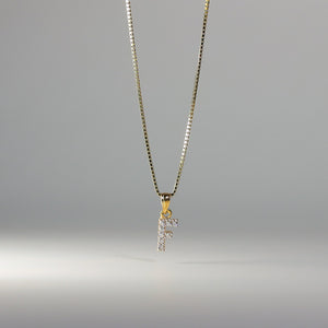 Gold Cubic Zirconia Letter F Pendant | A-Z Pendants - Charlie & Co. Jewelry