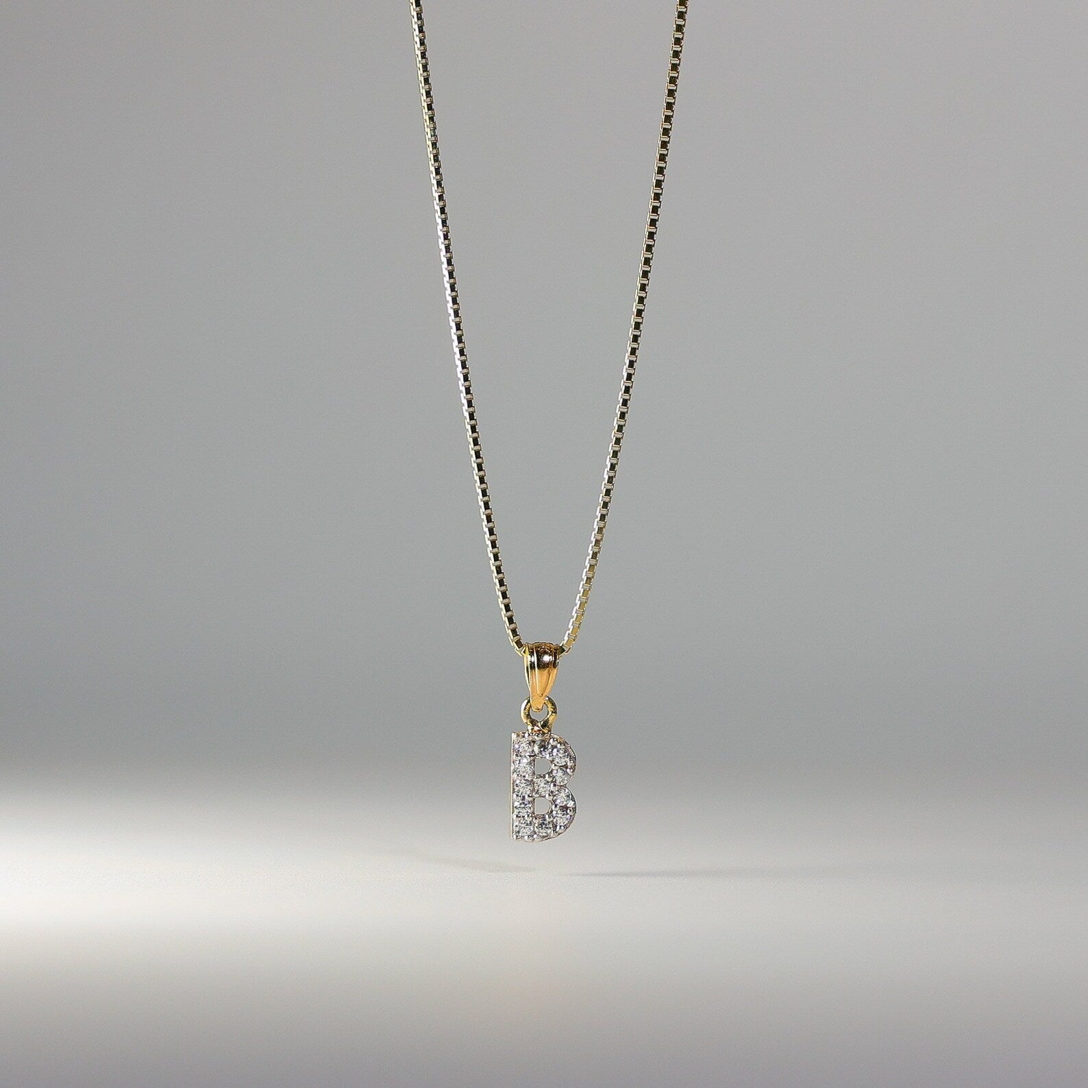 Gold Cubic Zirconia Letter B Pendant | A-Z Pendants - Charlie & Co. Jewelry