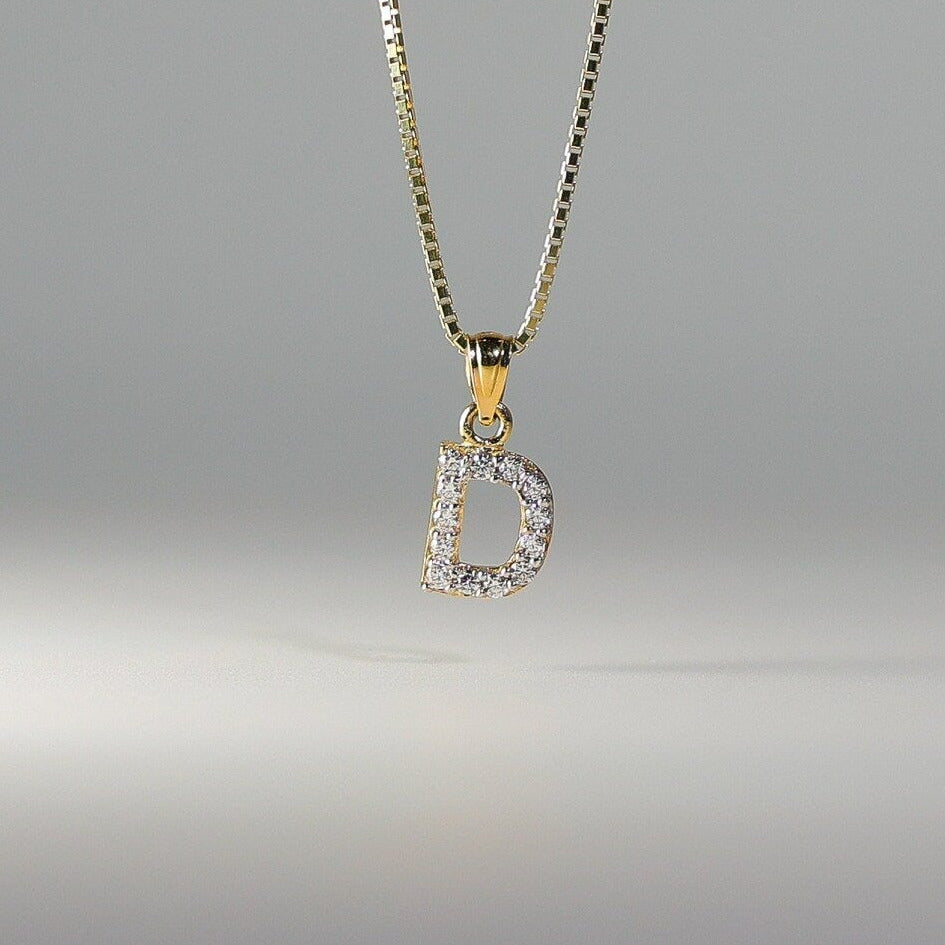 Gold Cubic Zirconia Letter D Pendant | A-Z Pendants - Charlie & Co. Jewelry