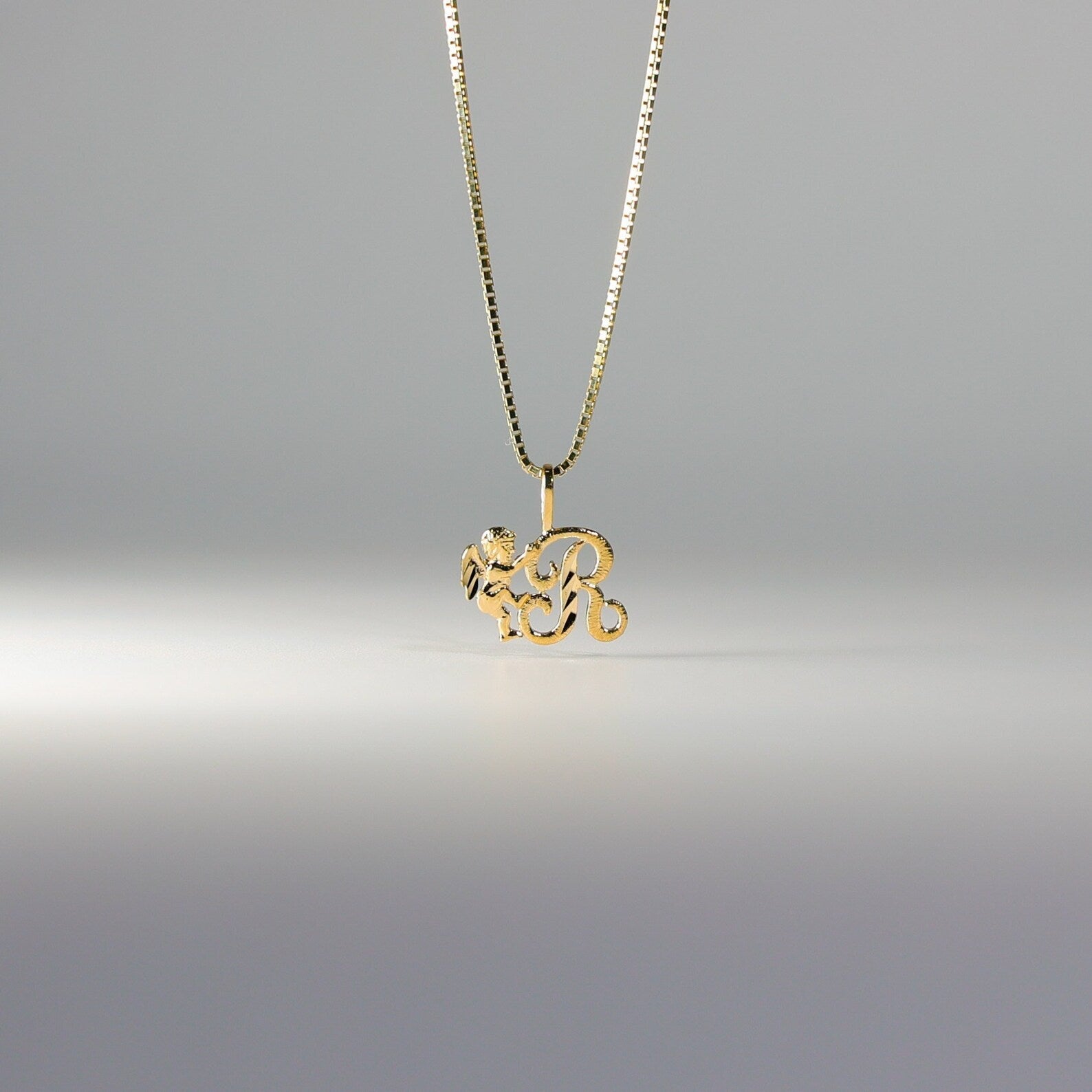 Gold Angel Letter R Pendant | A-Z Pendants - Charlie & Co. Jewelry