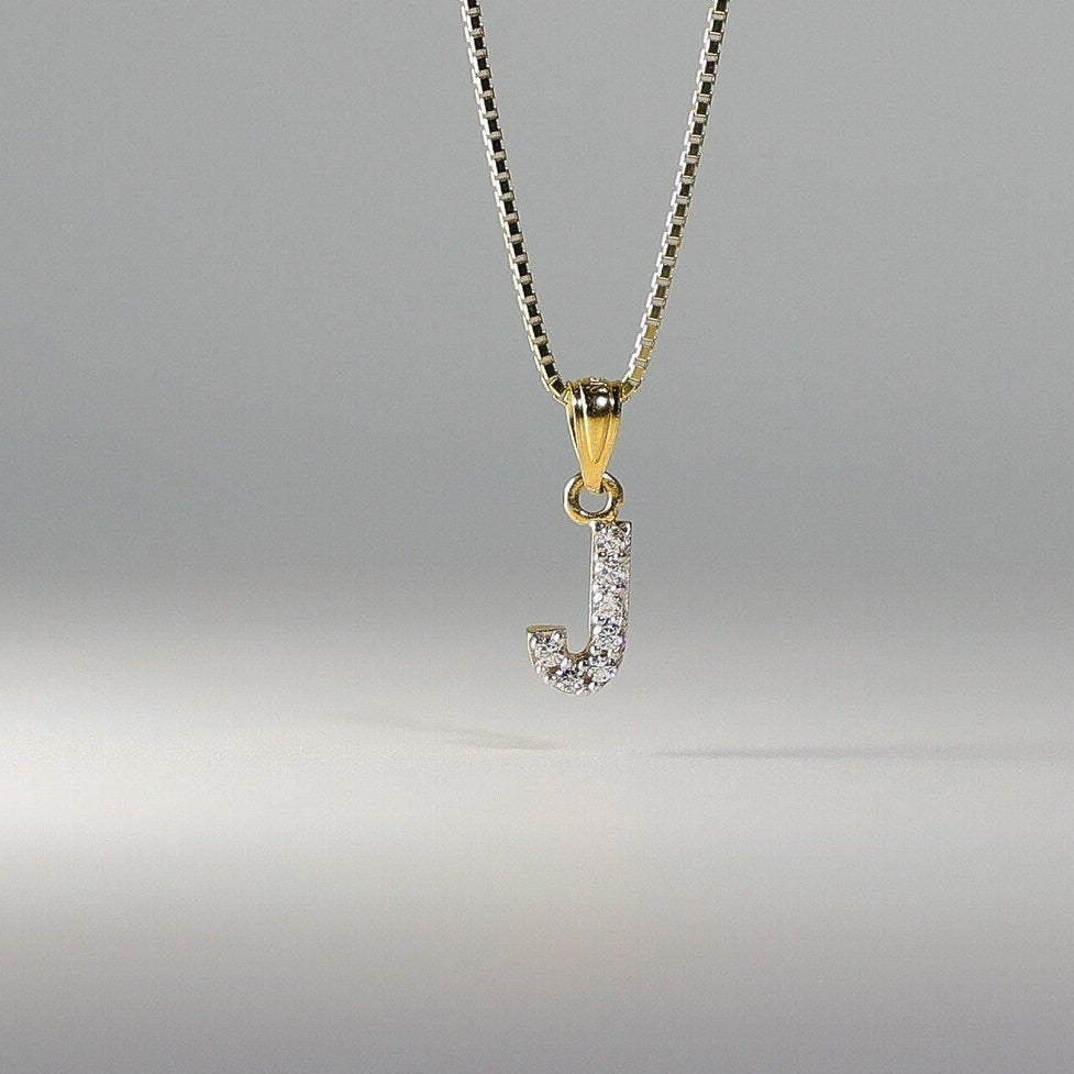 Gold Cubic Zirconia Letter J Pendant | A-Z Pendants - Charlie & Co. Jewelry