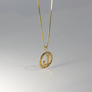 Gold Wreath J Initial Pendant | A-Z Pendants - Charlie & Co. Jewelry