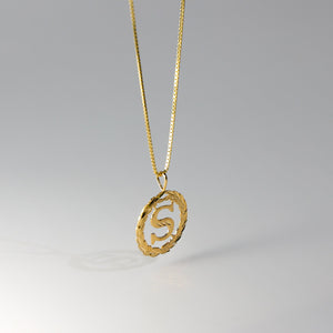 Gold Wreath S Initial Pendant | A-Z Pendants - Charlie & Co. Jewelry