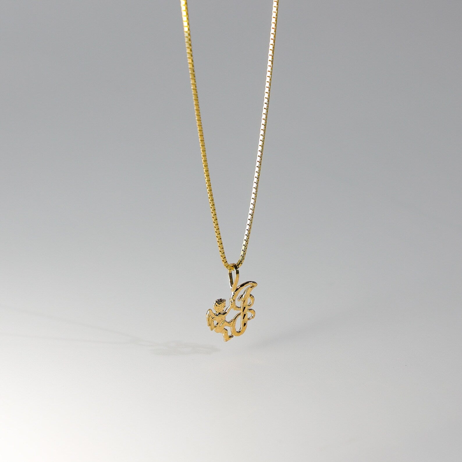 Gold Angel Letter J Pendant | A-Z Pendants - Charlie & Co. Jewelry