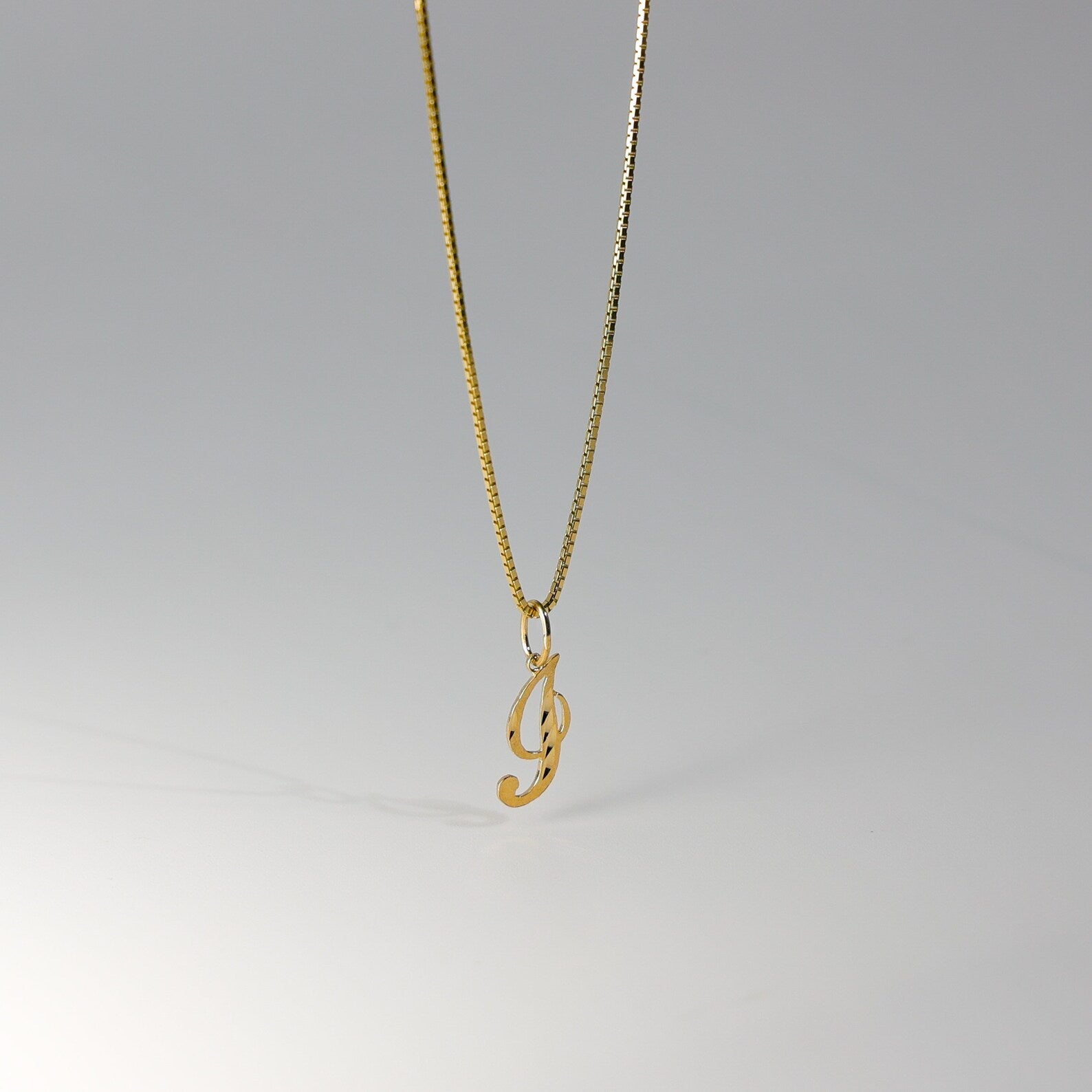 Gold Calligraphy Letter I Pendant | A-Z Pendants - Charlie & Co. Jewelry