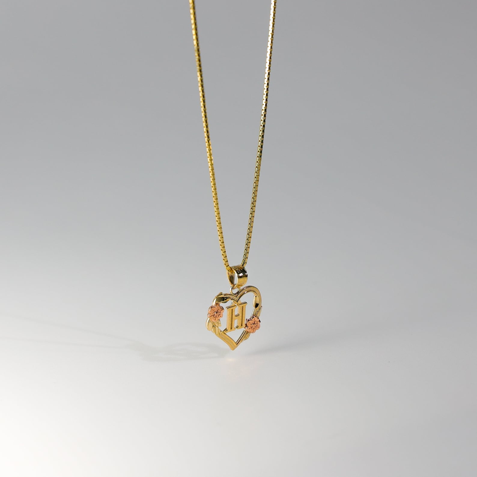Gold Heart Initial H Pendant | A-Z Pendants - Charlie & Co. Jewelry