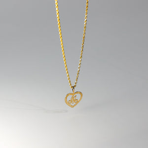 Gold Heart-Shaped Letter M Pendant | A-Z Pendants - Charlie & Co. Jewelry