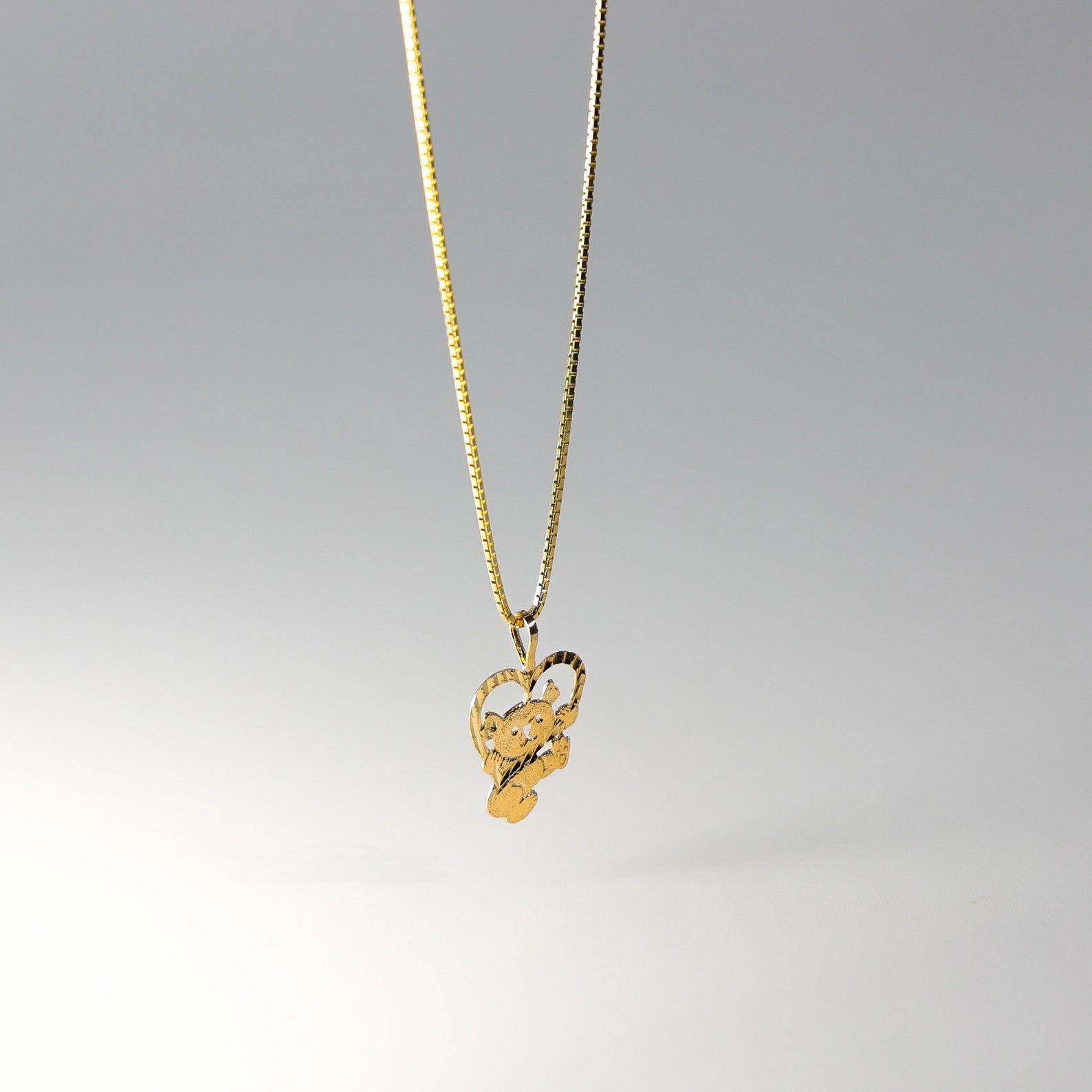 Gold Baby Bear with Heart Pendant Model-1655 - Charlie & Co. Jewelry