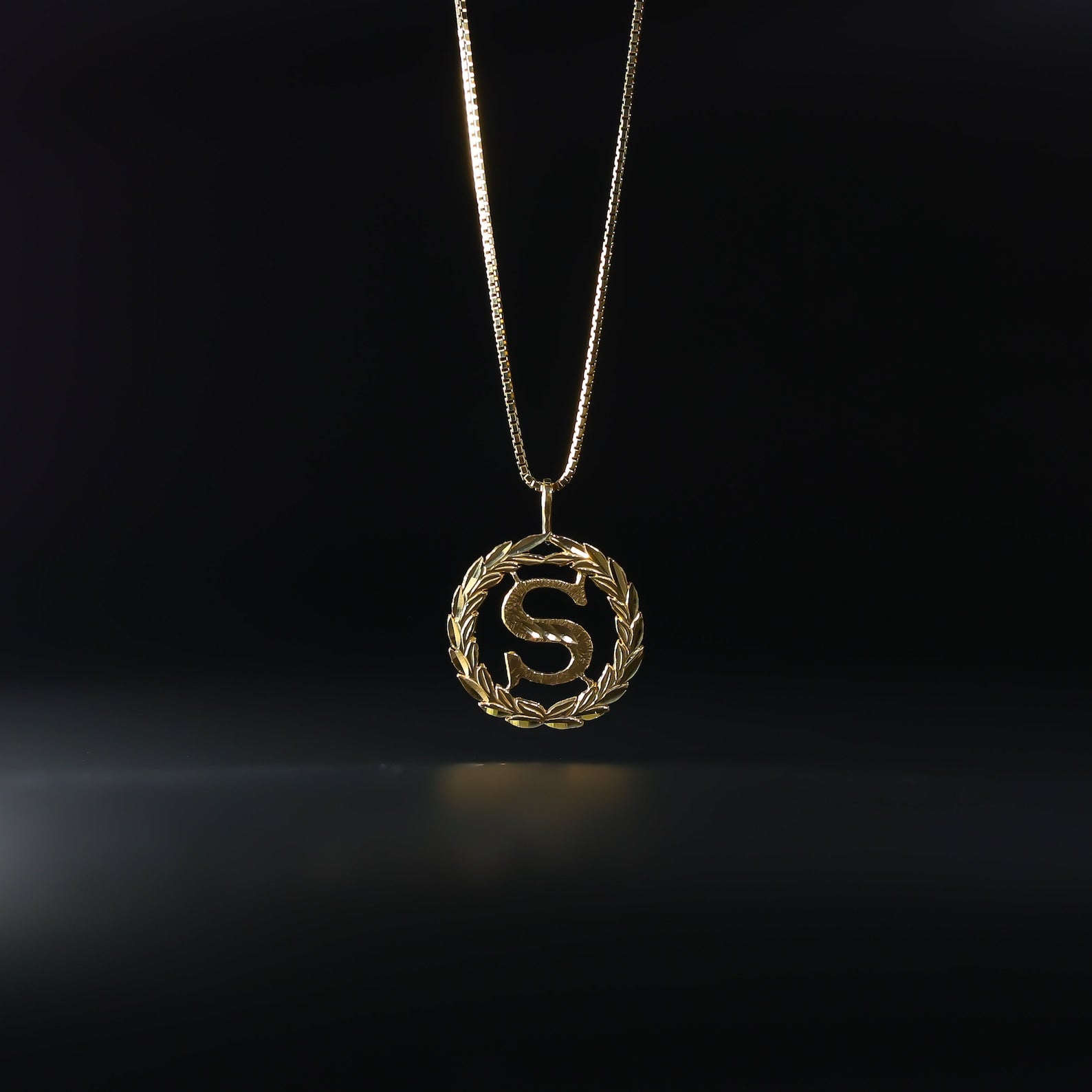 Gold Wreath S Initial Pendant | A-Z Pendants - Charlie & Co. Jewelry