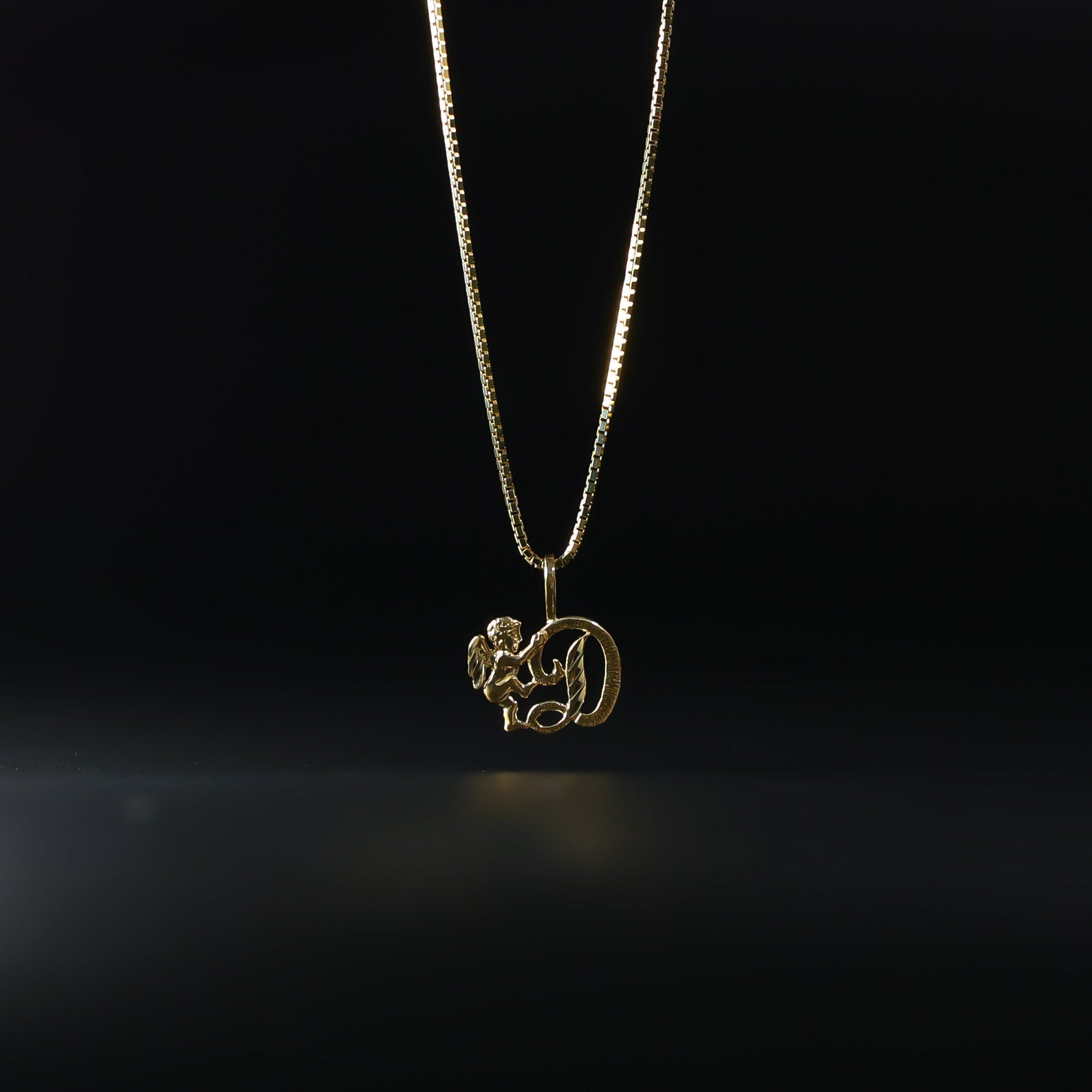 Gold Angel Letter D Pendant | A-Z Pendants - Charlie & Co. Jewelry