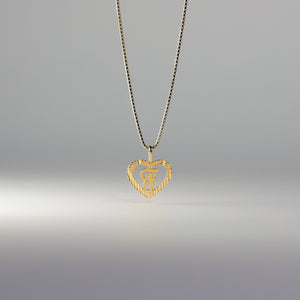 Gold Heart-Shaped Letter F Pendant | A-Z Pendants - Charlie & Co. Jewelry